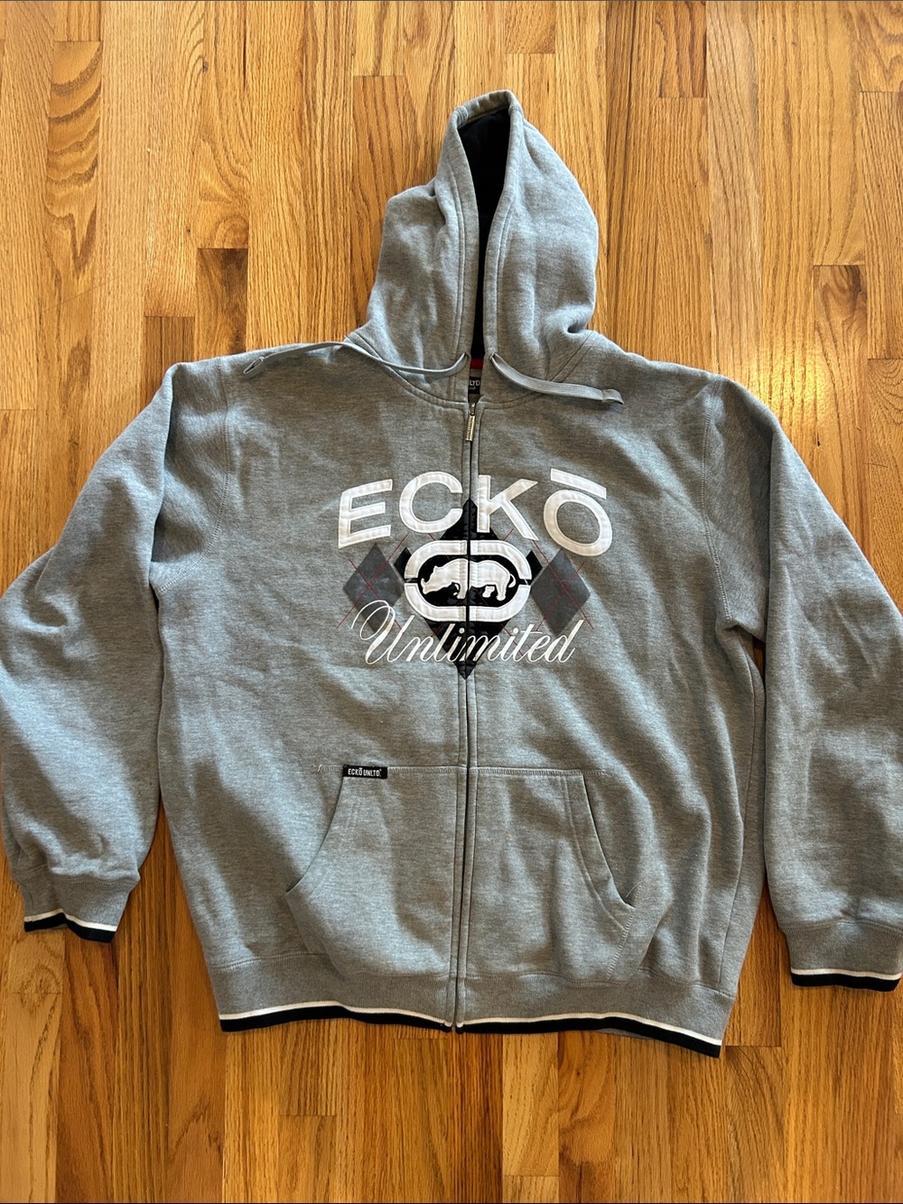 ECKO Unlimited Gray Full-Zip Logo Hoodie